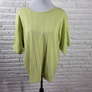 Dress Barn Womens Sweater 22 24 Plus Short Sleeve Lightweight Lime Green GRE7E